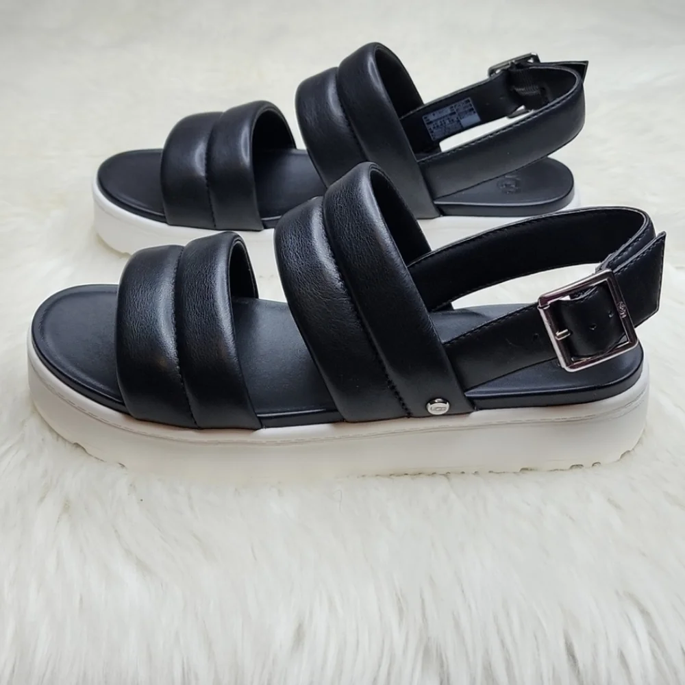 UGG Zayne Slingback Platform Sandal Black Leather